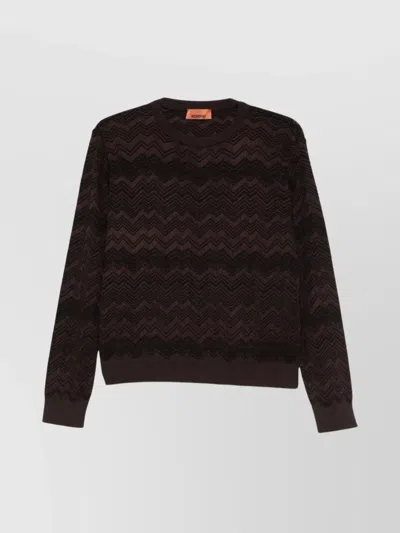 MISSONI CHEVRON PATTERN LONG SLEEVE CREW NECK KNIT