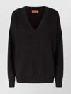 Missoni Oversize-pullover Mit V-ausschnitt Und Chevronmuster In Black