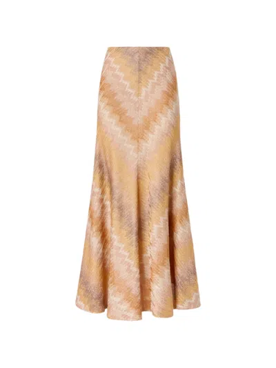Missoni Chevron-pattern Maxi Skirt In Gold