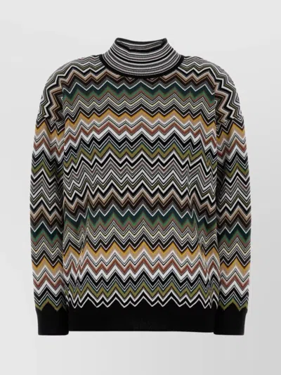 Missoni Oversized High-neck Sweater With Chevron Pattern In Multi