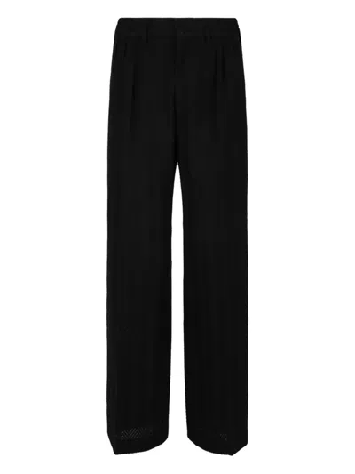 Missoni Chevron-pattern Open-knit Trousers In Black