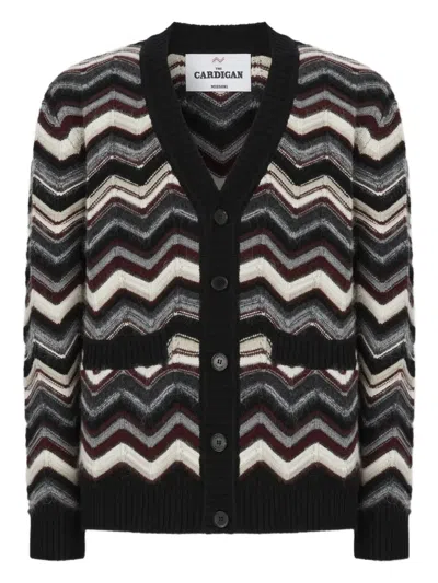 Missoni Chevron-pattern Pocket Cardigan In Black