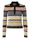 Missoni Long Sleeve Polo With Revisited Chevron Pattern In Multi