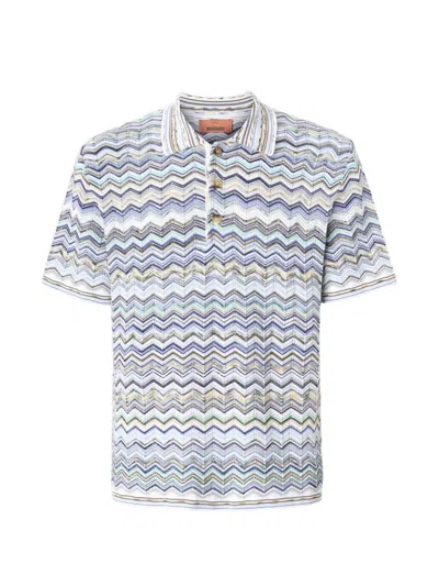 Missoni Cotton Polo Shirt With Raschel Knit And Greek Motif In Multi
