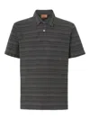 Missoni Short Sleeve Cotton Polo With Zigzag Pattern In Gray