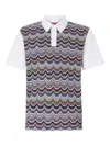 Missoni Short Sleeve Polo With Geometric Zigzag Pattern In Gray