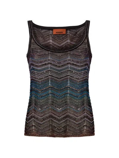 MISSONI CHEVRON-PATTERN SEQUIN-DETAIL TOP