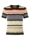 Missoni Short Sleeve Crew Neck Sweater With Chevron Pattern In Multi