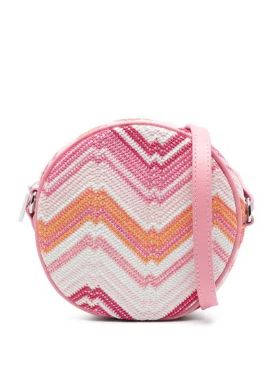 Missoni Kids' Chevron-pattern Shoulder Bag In Pink