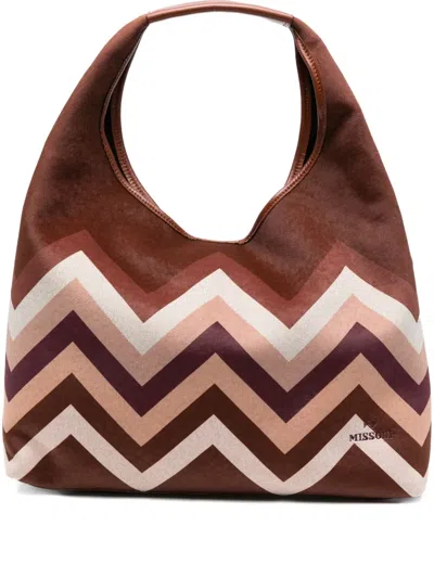 Missoni Chevron-pattern Shoulder Bag In Red