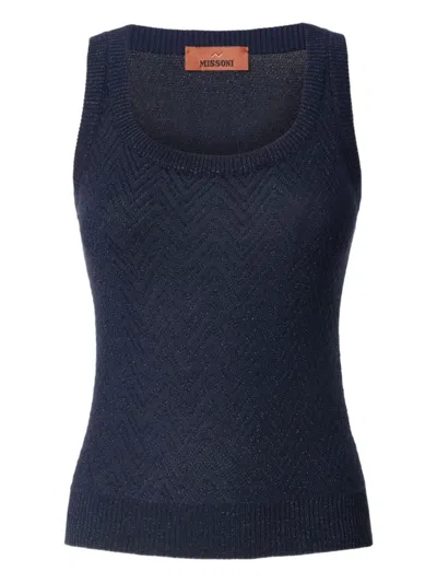 Missoni Chevron-pattern Sleeveless Top In Blue