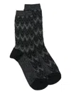 Missoni Chevron Pattern Cotton Mid-calf Socks In Black