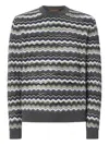Missoni Crew Neck Sweater With Zigzag Pattern In Gray