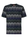 Missoni Crew Neck T-shirt With Irregular Zigzag In Blue