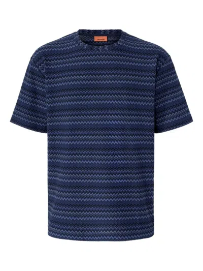 Missoni Chevron-pattern T-shirt In Blue