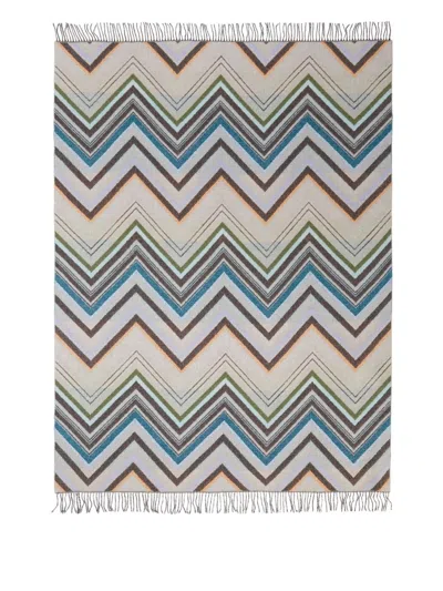 Missoni Chevron-pattern Throw (130cm X 190cm) In Neutrals