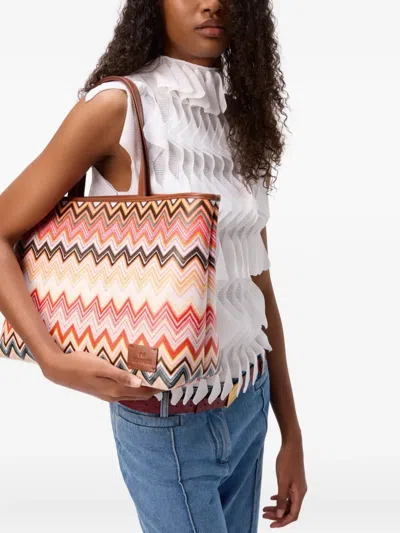 Missoni Chevron-pattern Tote Bag In Pink