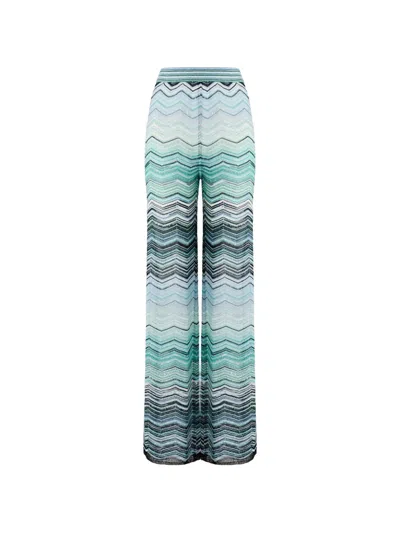 Missoni Chevron-pattern Trousers In Blue