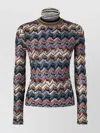 Missoni Chevron Pattern Turtleneck Fitted Sweater In Multi