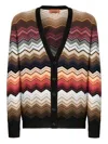 Missoni Zig Zag Cotton Cardigan With Contrasting Piping And Pockets In Multi