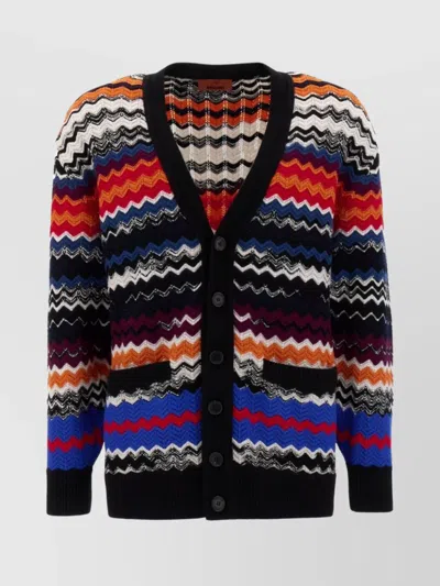 MISSONI CHEVRON PATTERN WOOL BLEND CARDIGAN