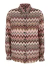 Missoni Pink Shirt With All Over Zig Zag Motif In Cotton And Viscose Blend Woman In Multicolor