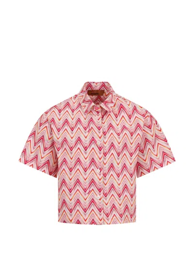 Missoni Kids' Chevron-patterned Shirt In Pink