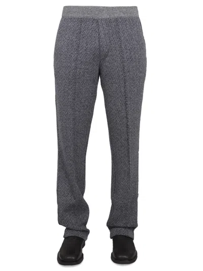 Missoni Chevron Patterned Trousers With Elastic Waistband For Men In Gray
