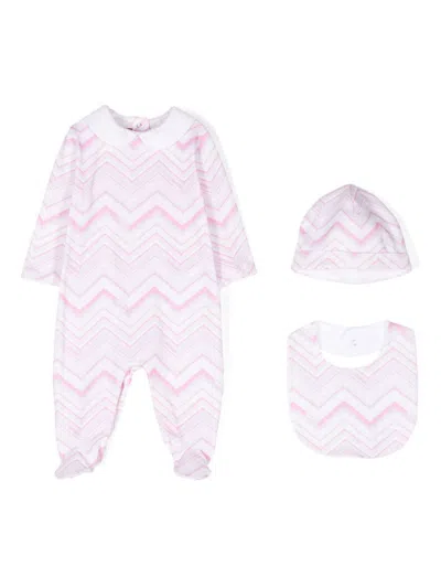 Missoni Chevron-print Babygrow Set (set Of Three) In White