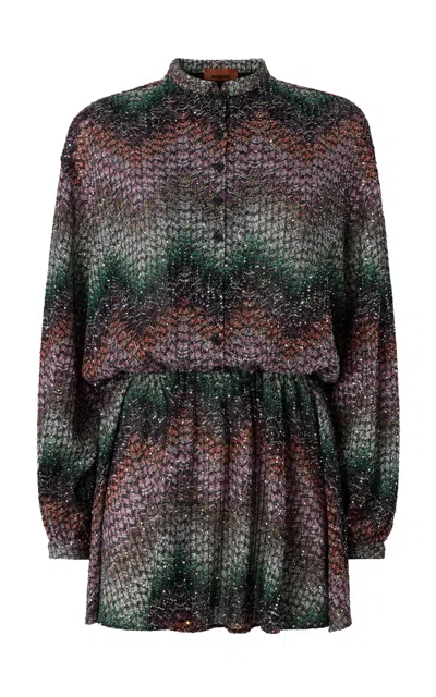 Missoni Chevron Print Chemisier Mini Dress In Multi