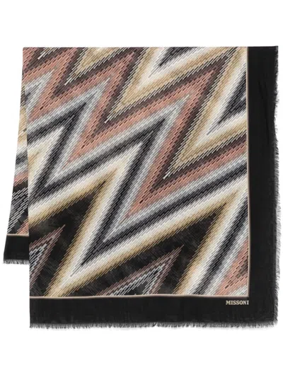 Missoni Chevron-print Scarf In Black