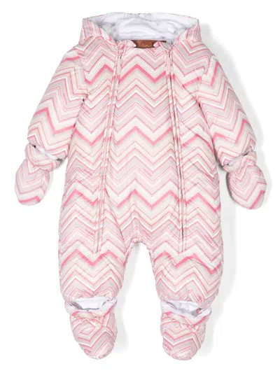 Missoni Kids' Chevron-print Snowsuit In Pink