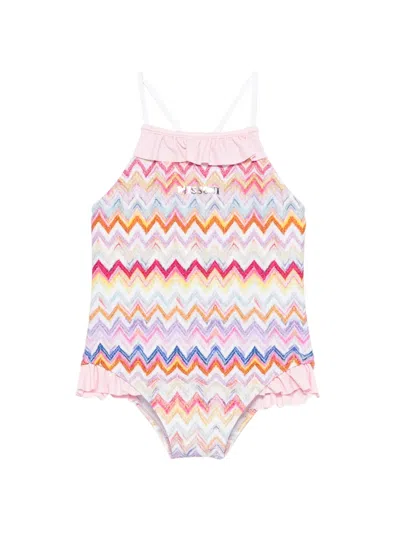 Missoni Babies' Chevron-print Swimsuit In Multi
