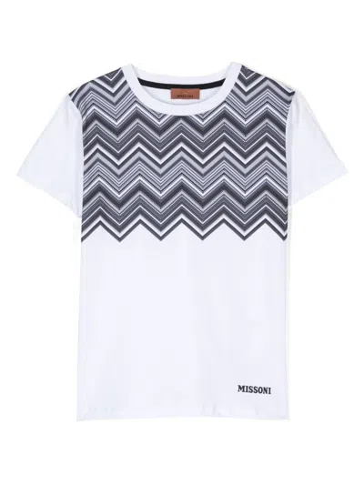 Missoni Kids' Chevron-print T-shirt In White