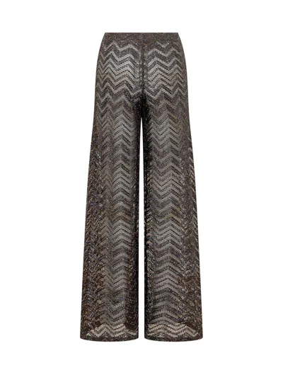 Missoni Chevron Print Trousers In Dark Brown