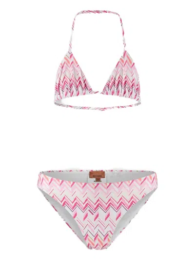 Missoni Kids' Chevron Printed Swimsuit In Pink