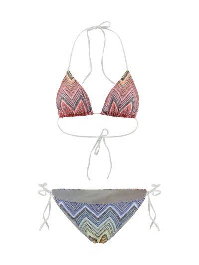 Missoni Chevron Printed Two Piece Bikini Set In Multicolour