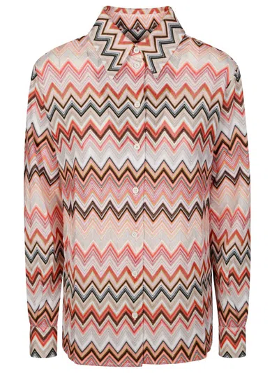 Missoni Chevron Long Sleeves Top In Multi