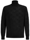 Missoni Rollkragenpullover Aus Wolle Mit Ton-in-ton-chevron In Black