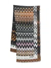 Missoni Zig-zag Pattern Fringed Scarf Accessories In Brown