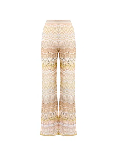 Missoni Chevron Sequin-embellished Trousers In Neutral