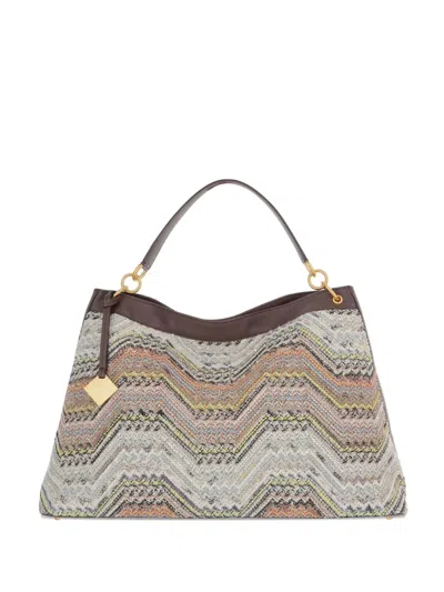 Missoni Chevron Shoulder Bag In Neutral