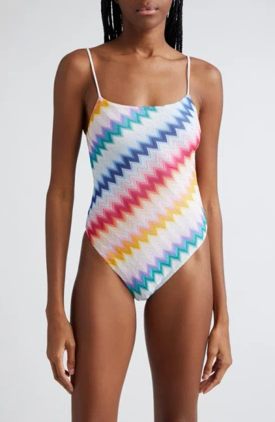 Missoni Chevron Skirted Cover-up Shorts In Multicolor White Base