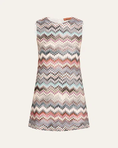 Missoni Chevron Sleeveless Mini Dress In Multi