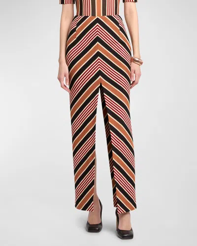 Missoni Chevron Slits Maxi Skirt In Sm9iz-black Burgund