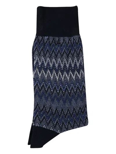 Missoni Multicolor Socks Featuring Chevron Design In Blue