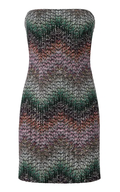 Missoni Chevron Strapless Caperdoni-knit Mini Dress In Multi