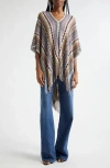 Missoni Multicolor Cape With Zigzag Motif In Lurex Blend Woman In Brown/beige Multi Var 0001