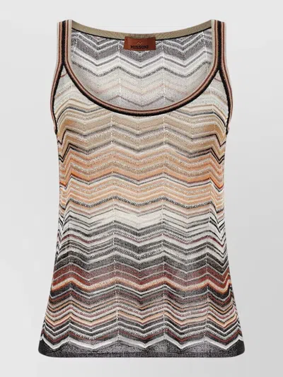 Missoni Chevron Stripe Lamé Scoop Neck Tank In Multi