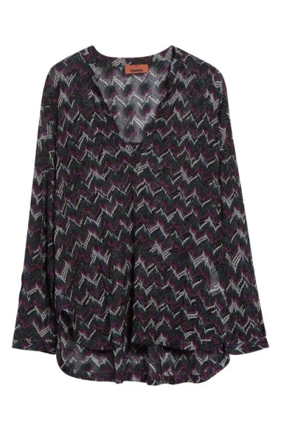 Missoni Chevron Stripe Metallic Knit Top In Multi